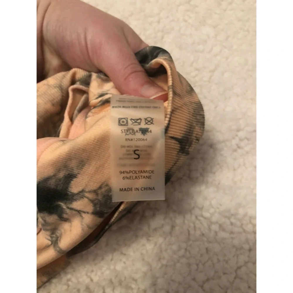 NEW PEACH AND BLACK TIE DYE SPORTS BRA S - Picture 3 of 4